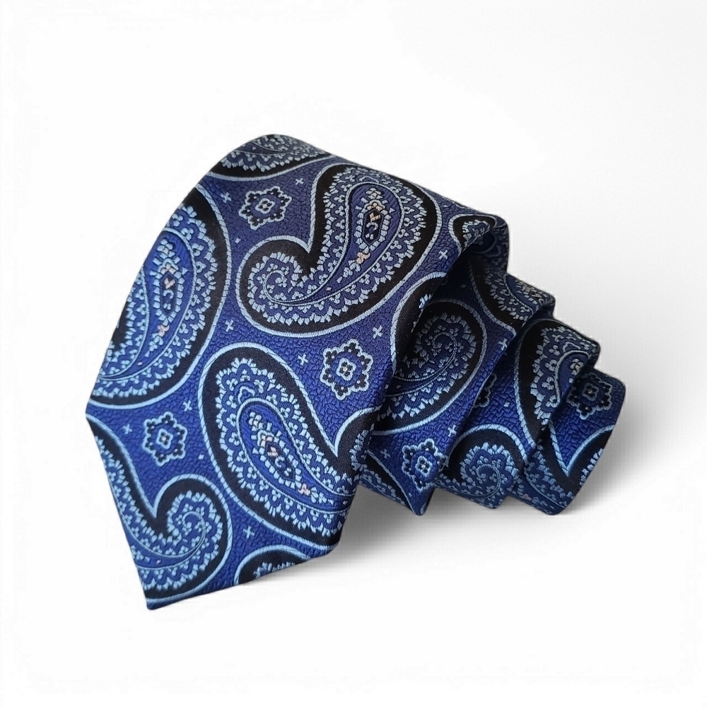 Arrow 100% Silk Tie Blue & Black Paisley Pattern
